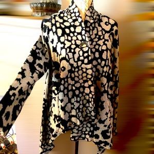 Leopard Print Asymmetrical Cardigan XL